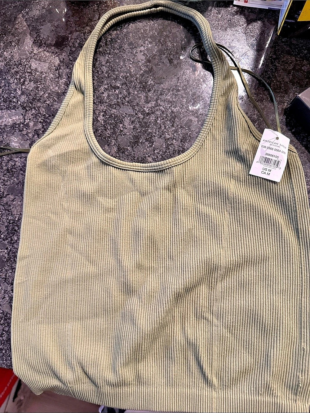 American Eagle Ribbed Tank Top in Green Size Medium NWT